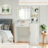 Vanity Desk With Mirror And Adjustable LED Lights, 3 Lighting Modes, Drawer And Storage Cabinet - White - Image 8