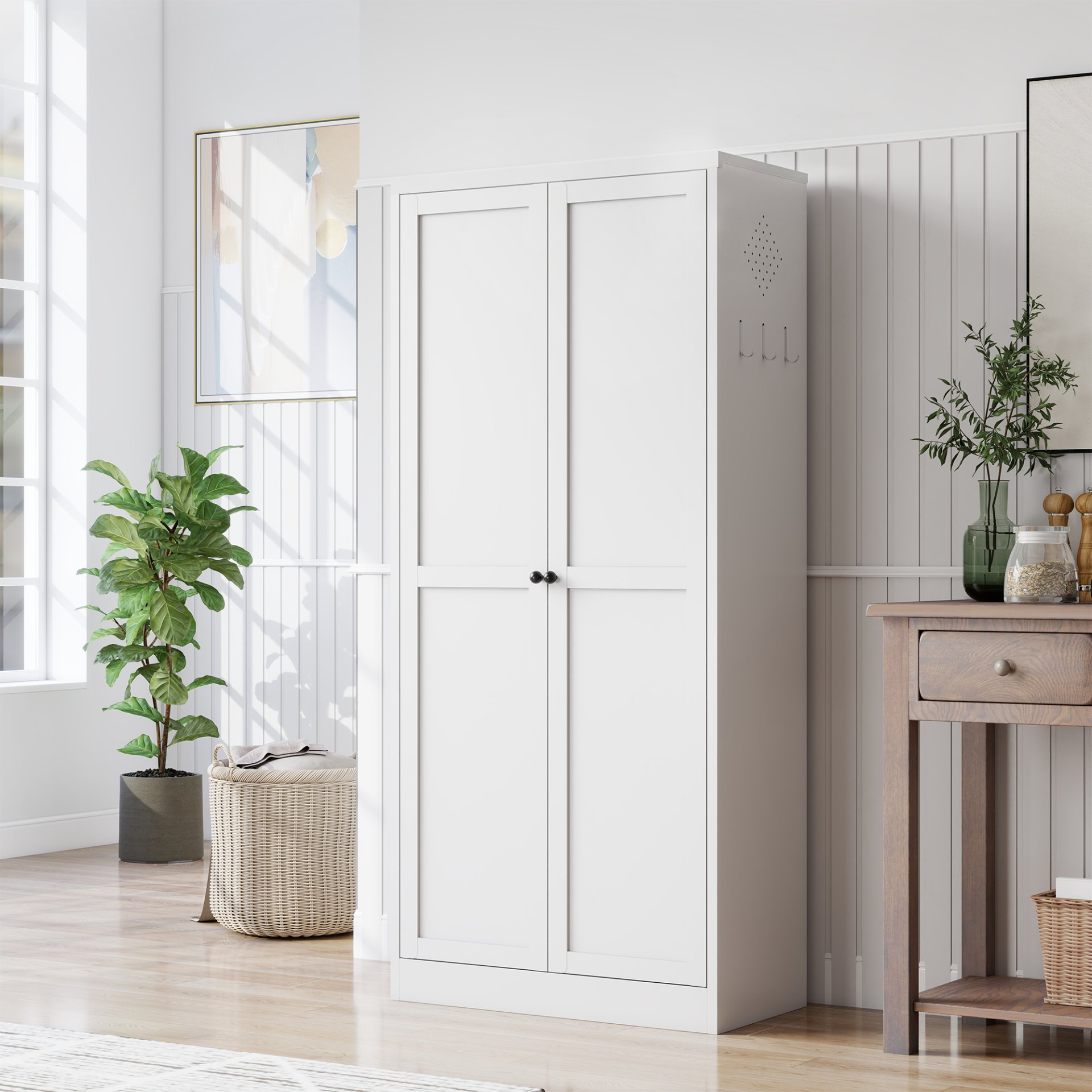 Metal Kitchen Pantry Cabinet With Adjustable Storage And 4 Heavy Duty Shelves - White - Image 5