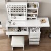 Fashion Vanity Desk With Mirror And Lights For Makeup, 5 Drawers, Adjustable Lighting - White - Image 4