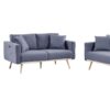 Easton - Linen Fabric Sofa Loveseat Chair Living Room Set With USB Charging Ports Pockets And Pillows (Set of 3) - Dark Gray - Image 2