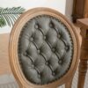 French Style Solid Wood Frame Antique Painting, Hand-Pulled Buckle Decoration Artificial Leather Dining Chair With Nailhead Trim, Wood Legs (Set of 2) - White Pine / Green - Image 8
