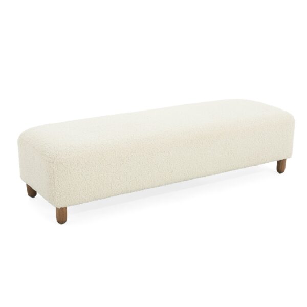 Elegant Ottoman Upholstered Footrest With Durable Polyester Blend And Solid Frame - White