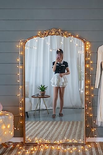 Full Length Mirror, Arched Mirror Hanging Or Leaning Against Wall Large Mirror For Living Room - Gold - Image 3