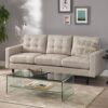 Jenny - Contemporary Tufted Fabric 3 Seater Sofa - Beige - Image 2