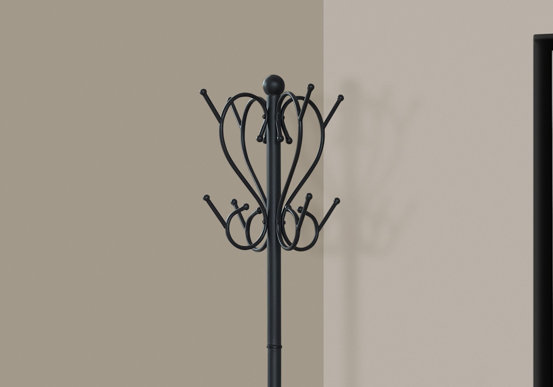 Coat Rack, Hall Tree, Free Standing, 8 Hooks, Entryway, Umbrella Holder, Transitional - Black - Image 3