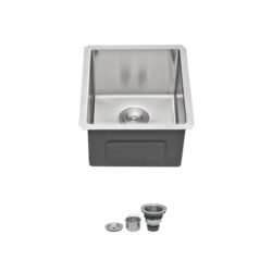 15" Undermount Kitchen Sink, 16 Gauge, 9" Deep Single Bowl Basin - Brushed Nickel
