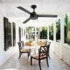 52" Outdoor Ceiling Fan Without Light, 3 Abs Blades Farmhouse Ceiling Fan With Remote Control 6-Speed Reversible Dc Motor For Living Room, Bedroom, Kitchen - Black - Image 2