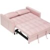 Modern Velvet Sofa, Sofa Pull-Out Bed, Small Love Seat Casual Sofa With Back, With Pillow, Pockets, Living Room Furniture, 3 In 1 Convertible Sleep Sofa Bed - Pink - Image 11