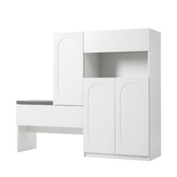 Elegant 2 In 1 Shoe Cabinets With Soft Cushion Versatile Shoe Rack Organizer With Adjustable Shelves For Hallway, Living Room - White