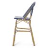Outdoor Rattan French Barstool Set,, Bamboo, Seat Height - Teal Blue / White - Image 9