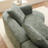Modern Style Curved Sofa, Soft Corduroy Sofa With 3 Pillows, Living Room Ultra Smooth Curved Fabric Sofa - Green - Image 8