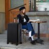 20" / 24" / 28" 3 Pieces / Set Spinner Wheel Luggage, Carry On Suitcase, With Cup Holder & USB Port & Phone Holder - Black - Image 2