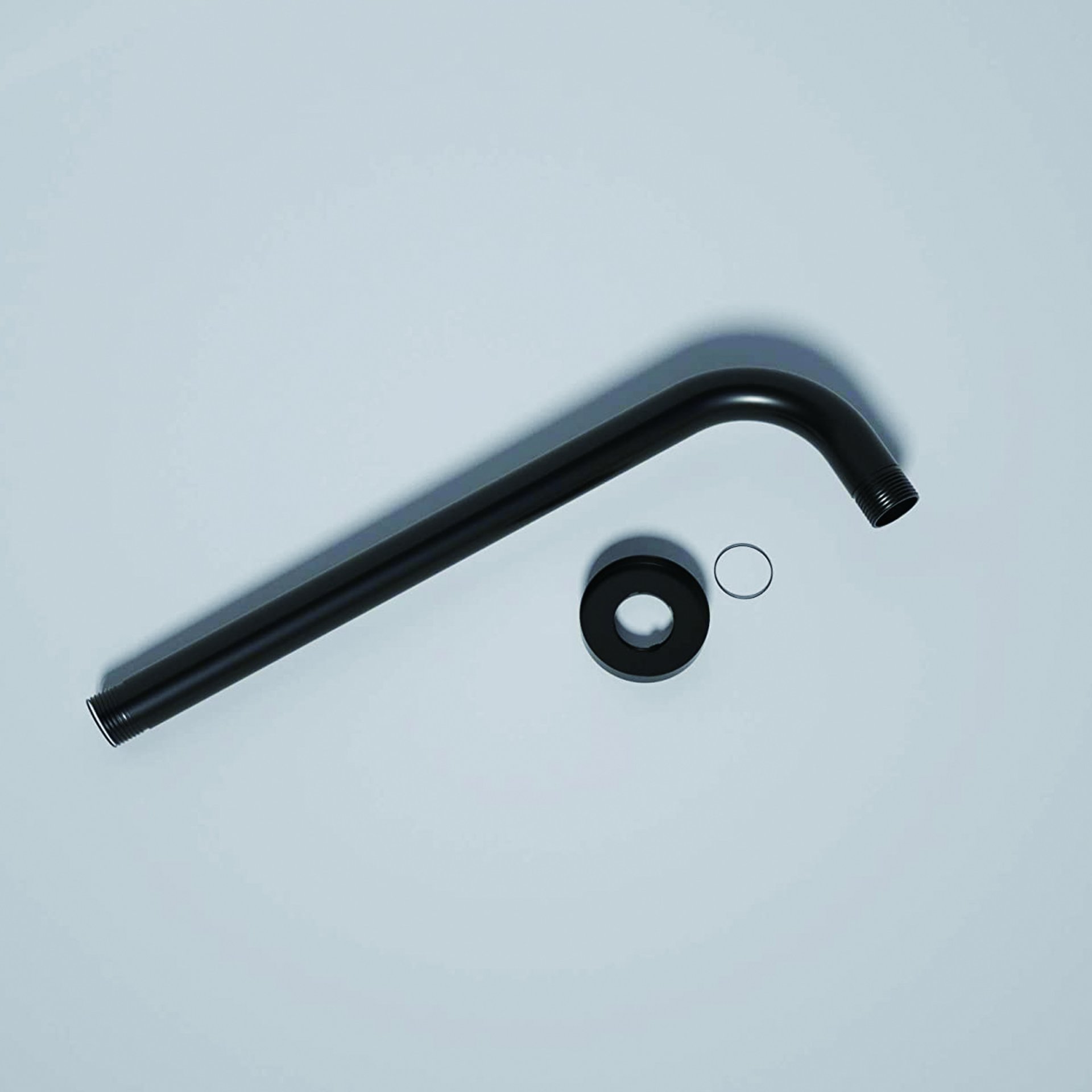 16" Shower Arm With Flange, Stainless Steel, Rust Resistant Design - Matte Black - Image 5