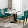 Nikki - Modern, High-End Tufted Solid Wood Contemporary Velvet Upholstered Dining Chair With Golden Stainless Steel Plating Legs, Nailhead Trim (Set of 2) - Green - Image 19