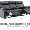 Double Reclining Sofa - Black - Image 4