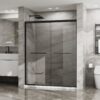 Double Sliding Glass Shower Door Aluminum Framed Enclosure Sgcc Clear Tempered Glass - Matte Black - Image 2