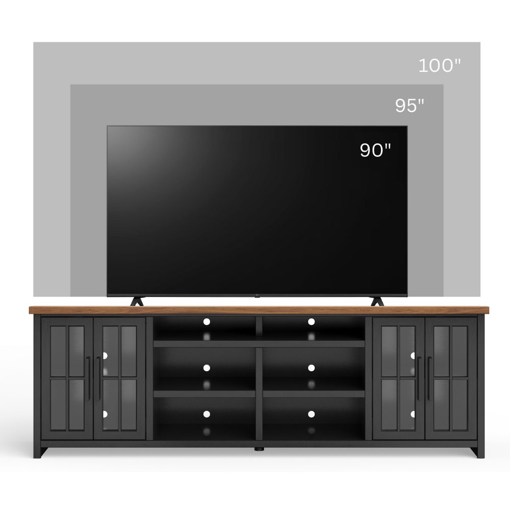 Essex - TV Stand Console For TVs Up To 100" - Black, Whiskey - Image 5