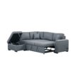 Sleeper Sectional Sofa, L-Shape Corner Couch Sofa - Bed With Storage Ottoman & Hidden Arm Storage & USB Charge For Living Room Apartment - Dark Gray - Image 15