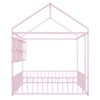 Full Size Bed House Frame With Fence And Shelves - Pink - Image 2