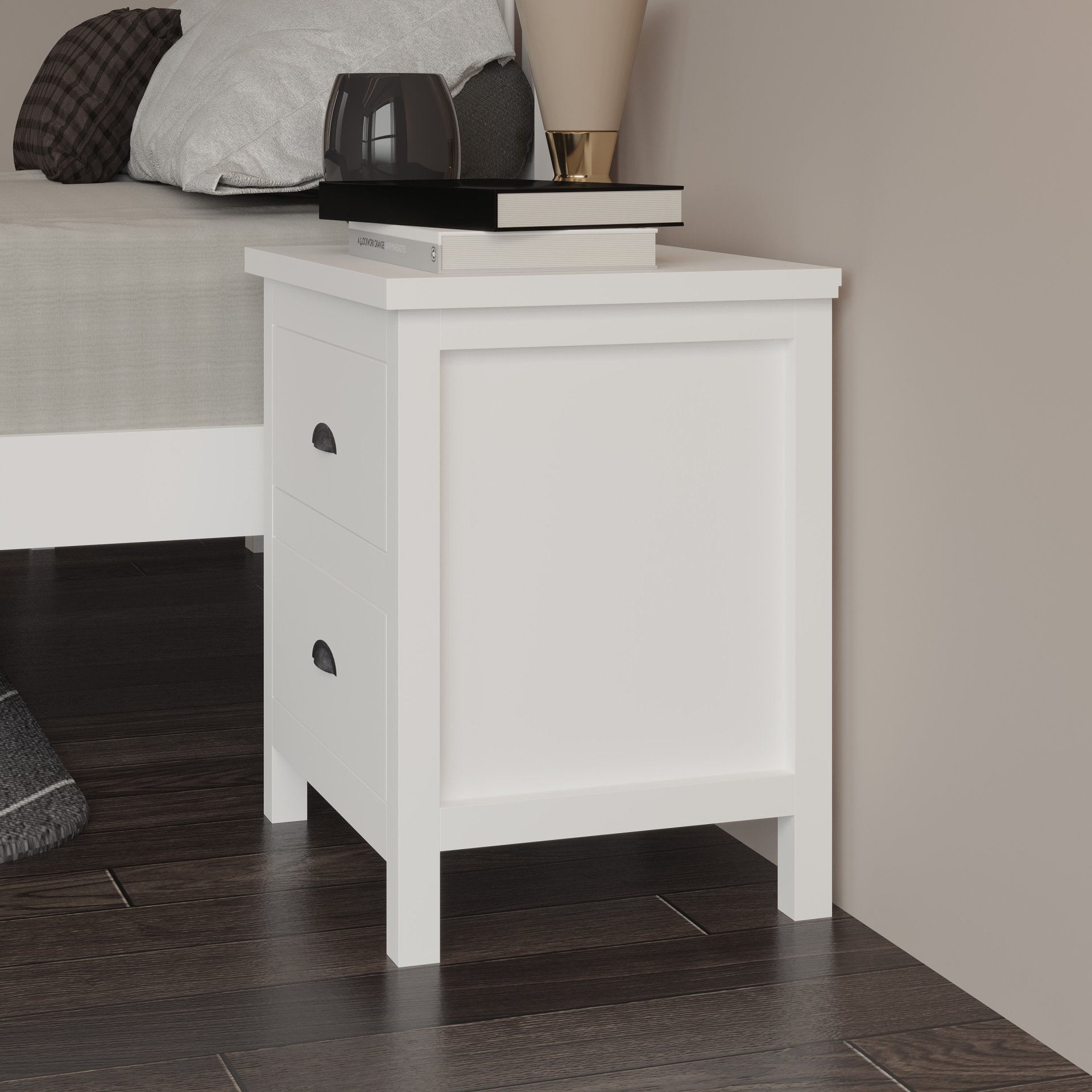 Versatile Solid Wood Night Stand With Drawers For Living Room And Bedroom - White - Image 5