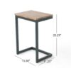 Medium C Shaped End Table With Iron Base And Fir Wood Top - Black - Image 3