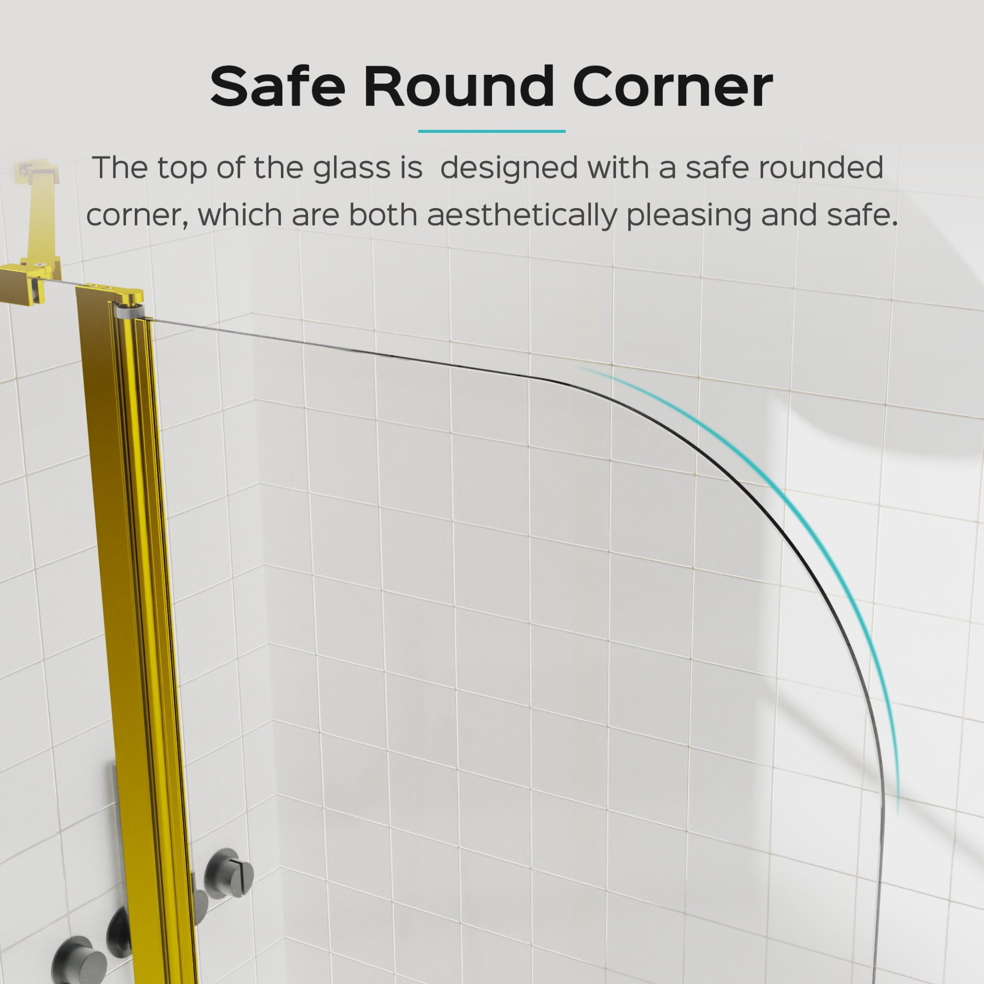 Frameless Folding Shower Doors For Bathtub - Brushed Gold - Image 8