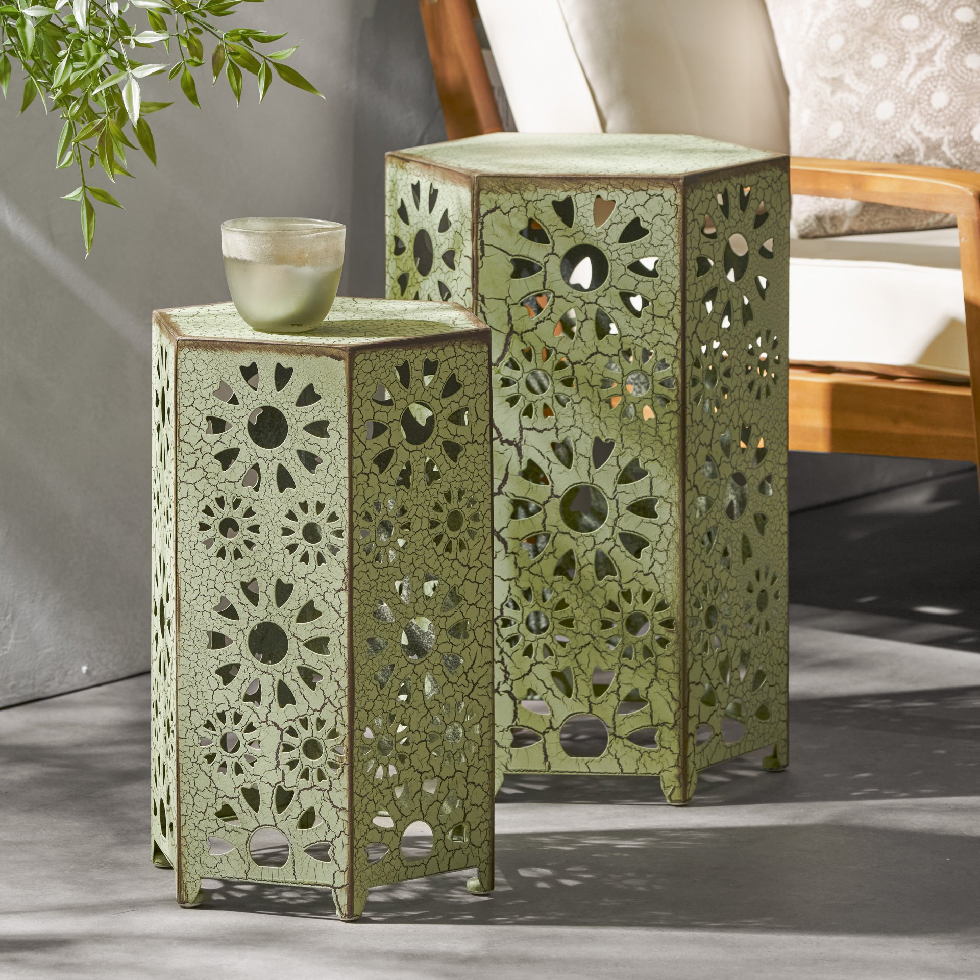 Eliana - Outdoor Side Table, 2 Pieces - Green - Image 5