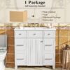 36" Bathroom Vanity With Sink, Soft Close Doors, And Adjustable Shelves Solid Frame - White - Image 10