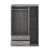 3 Door Wardrobe With 2 Drawers, Grain Effect - Gray - Image 4