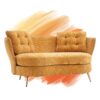 Polyester Fiber Loveseat Sofa Upholstered Couch With Golden Metal Legs Club 2 Seat Sofa For Living Reading Room Bedroom Apartment Small Space Dorm - Yellow - Image 2