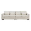 4 Seater Modern Linen Sofa With Armrest Pockets And 4 Pillows, Minimalist Style Couch - Beige - Image 23