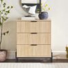 Mid-Century 3 Drawer Chest With Reeded Drawer Fronts - Light Brown - Image 3