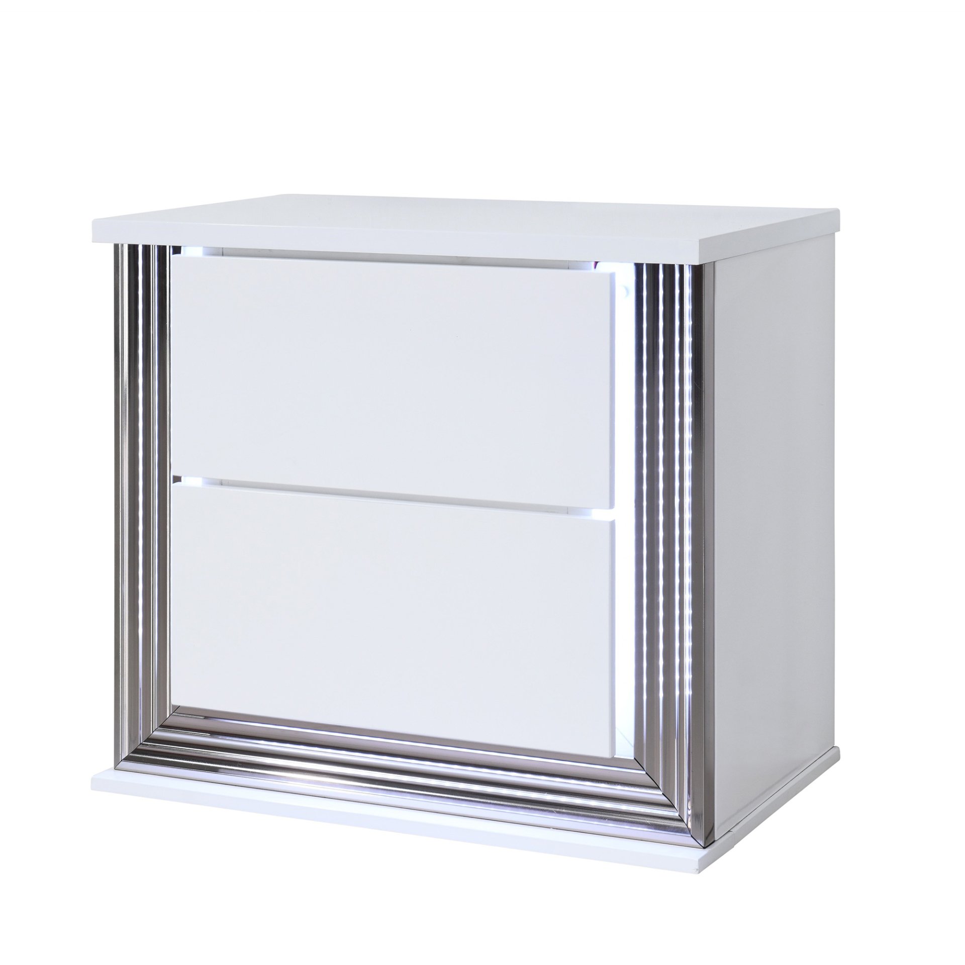 Moon - Smooth Nightstand With LED - White - Image 4