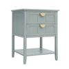 2 Drawer Side Table, American Style, End Table, Suitable For Bedroom, Living Room, Study - Light Gray - Image 8