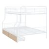 Full Long Over Queen Bunk Bed With 2 Drawers - White - Image 4