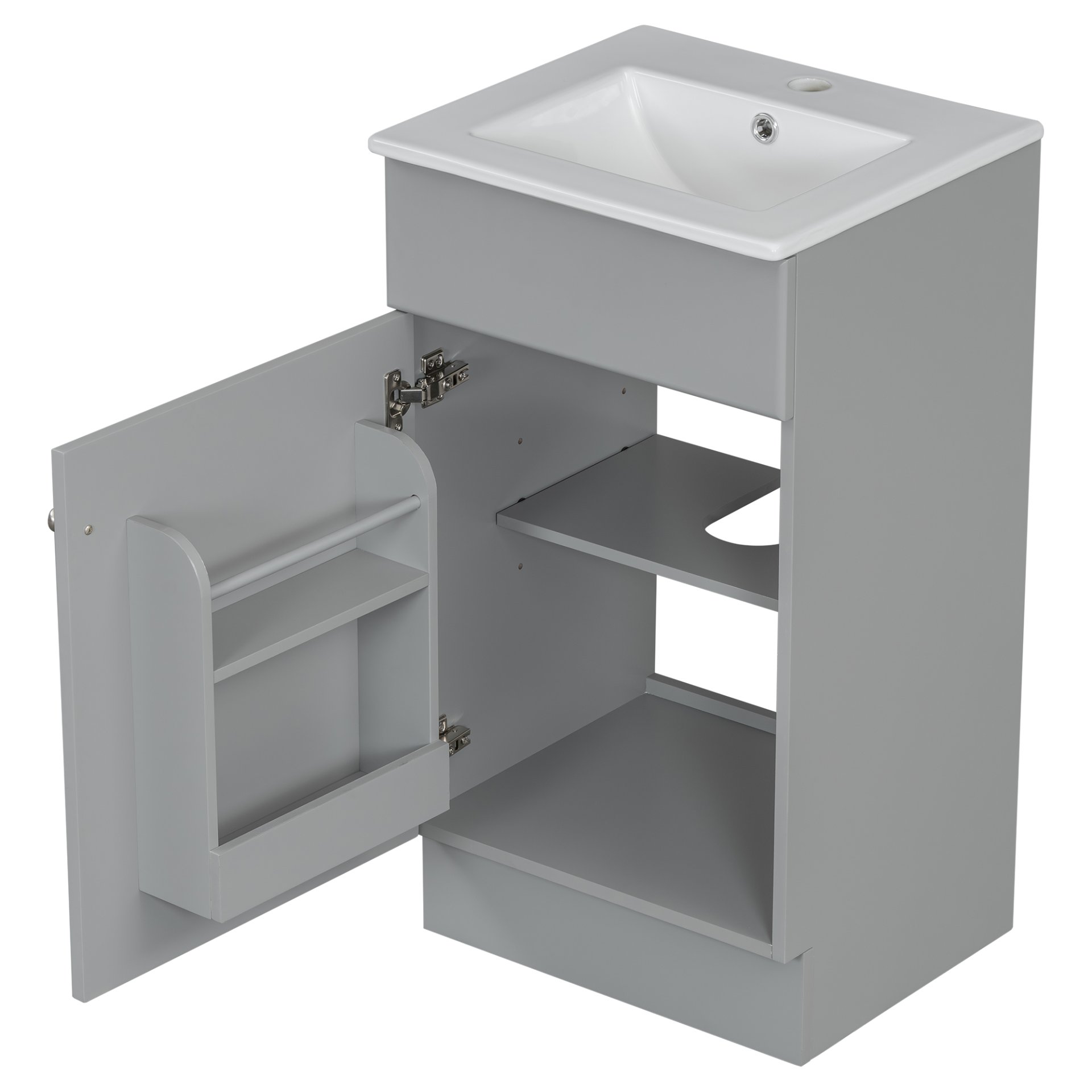 Bathroom Vanity With Sink, Vanity Cabinet With Door Shelf And Adjustable Shelf - Gray - Image 16