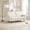 Mid Century Modern Loveseat Sofa With USB, Removable Pillow Cover - Beige - Image 2