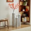 Modern Floor Vase Set Metal Vases With Geometric Pattern, 3 Piece Home Decor Set - White / Black - Image 5
