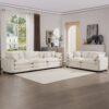Modern Fabric Living Room Set 2 Sofas Upholstery, Corduroy Fabric - Beige - Image 15