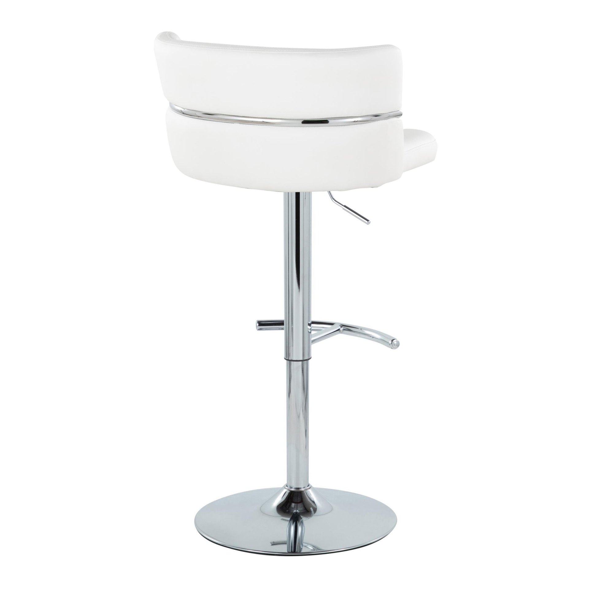 Cinch - Contemporary Adjustable Barstool With Swivel With Rounded T Footrest (Set of 2) - Chrome / White - Image 4