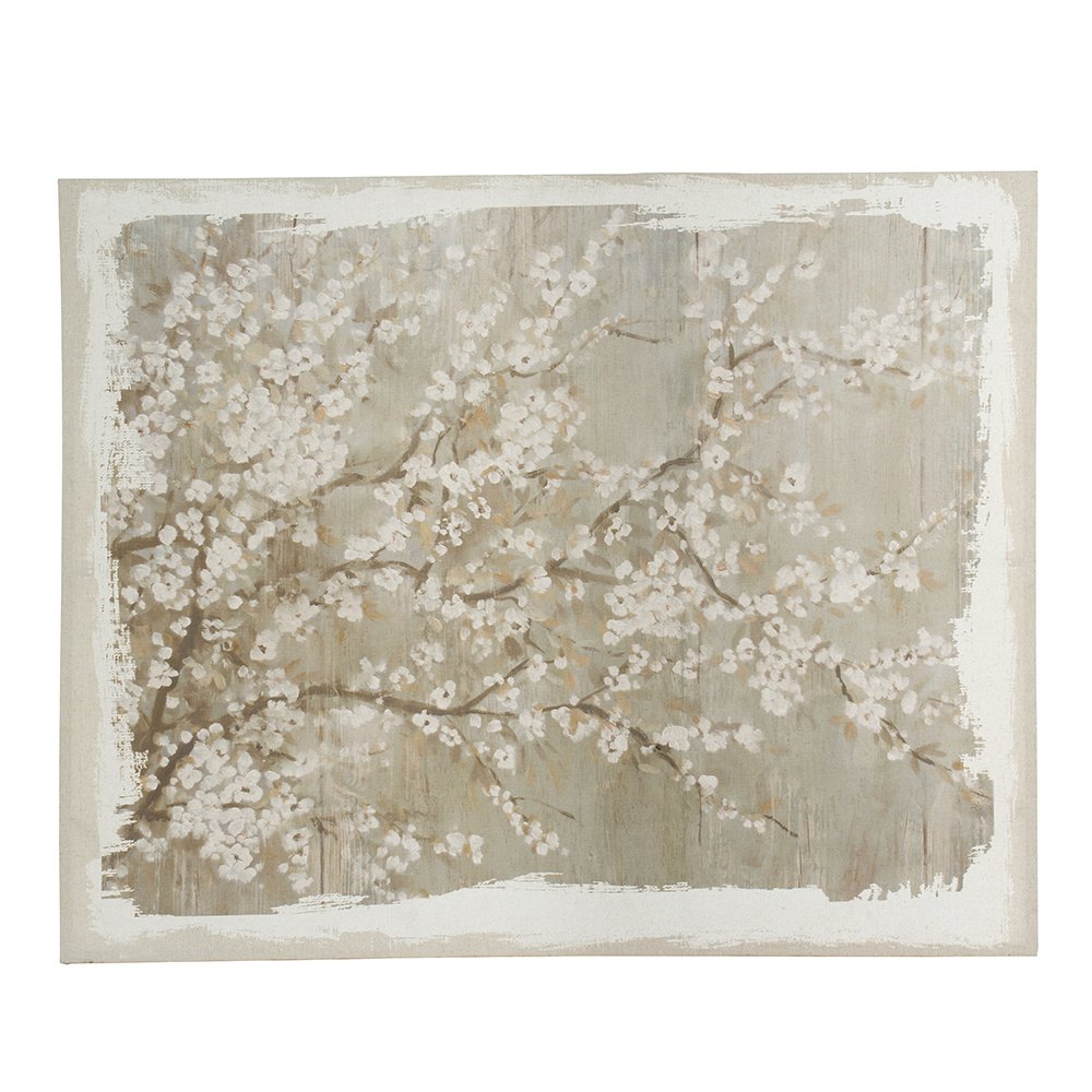 Large Cherry Blossom Canvas Art Print, Home Decor Accent Piece - Gray / White Matte - Image 2