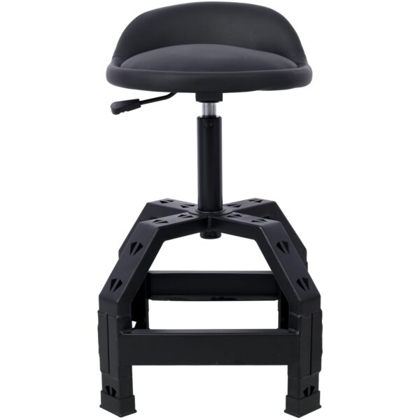 Pneumatic 360 Degree Swivel Stool, Mechanics Rolling Creeper Seat, Heavy Duty Mechanics Stool - Black