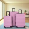 3 Piece Luggage Sets Lightweight Suitcase With Two Hooks, Spinner Wheels, Tsa Lock, (20/24/28) - Pink - Image 2