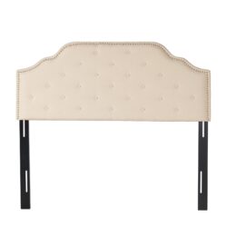 Luella - Button Tufted Full / Queen Upholstered Metal Panel Headboard - Beige