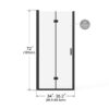 Bifold - Frameless Glass Shower Door 1 / 4" Tempered Clear Glass Pivot Swing Panel - Black - Image 3