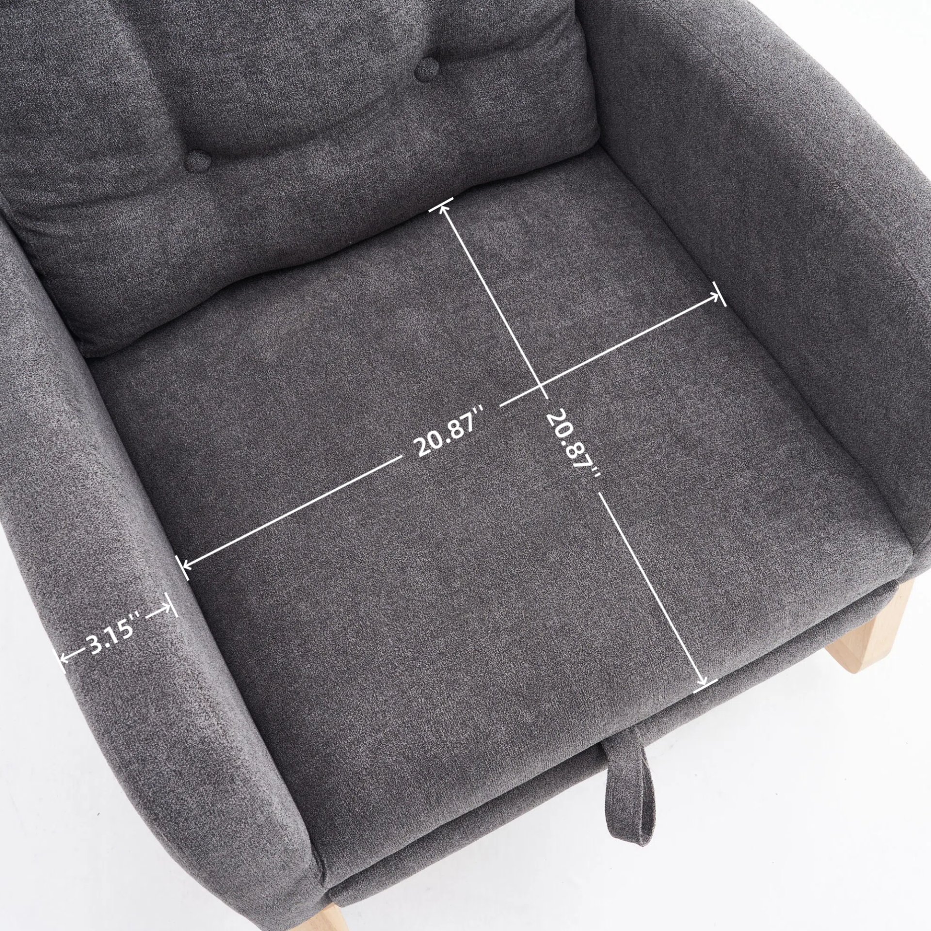 Accent Rocking Chair With Footrest High Back Rubber Wood Rocking Legs Bedroom Living Space - Gray - Image 16