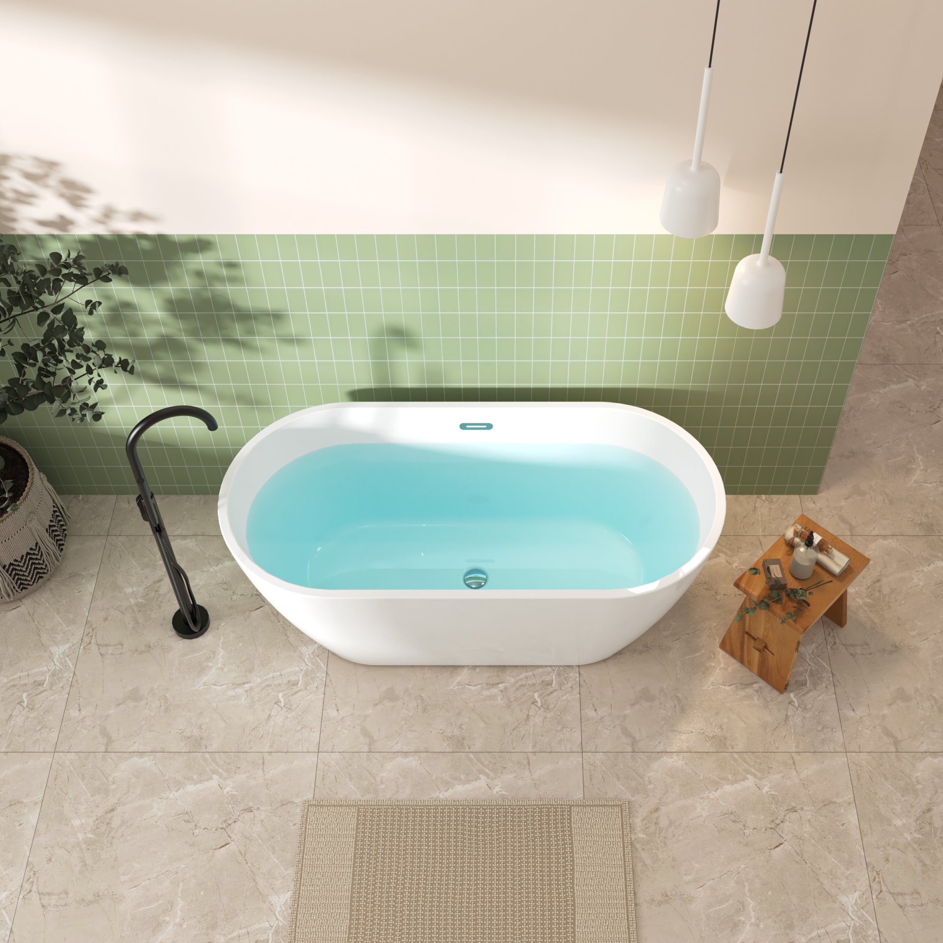 Acrylic Freestanding Soaking Bathtub With Classic Slotted Overflow And Toe-Tap Drain In Chrome, Cupc C Ertified, 02138 - Glossy White - Image 5