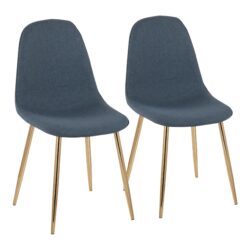Pebble - Contemporary Chair (Set of 2) - Gold / Blue
