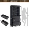 Freestanding Tall Bathroom Cabinet With Adjustable Shelves, Drawers, Soft Close Glass Doors - Black - Image 3