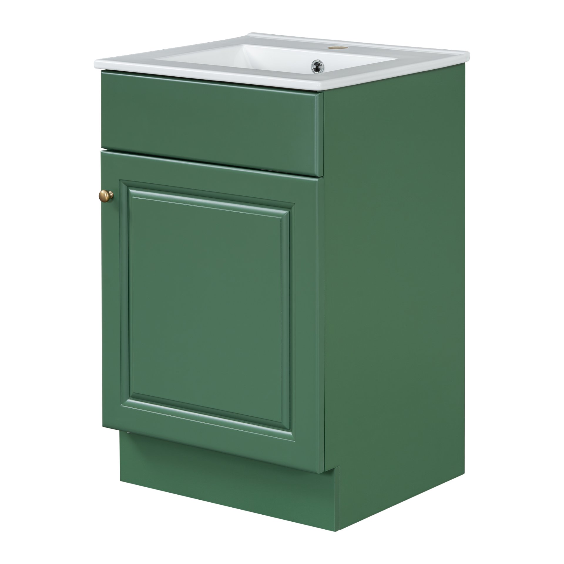 20" Bathroom Vanity With Sink, Freestanding Cabinet With Door Shelf And Adjustable Shelf, And Ceramic Construction - Green - Image 17